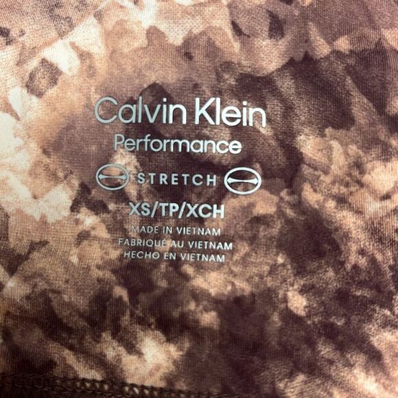 Calvin Klein Performance 7/8 Leggings Brown Tan Tie Dye High Waist XS NWT $78 - Picture 6 of 10